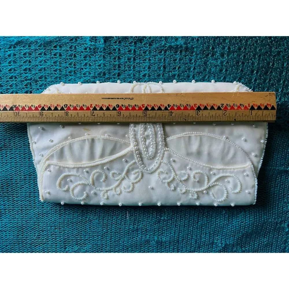 beaded clutch beaded cream bridal